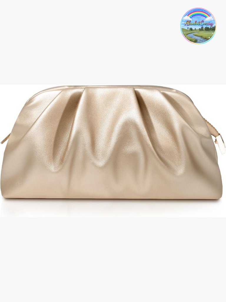 Soft Pleated Pu Clutch Purse, Elegant Evening Bag With Chain Strap